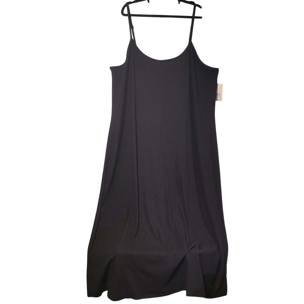 A New Day Women' MIDI Shift Dress Sleeveless Scoopneck Spaghetti Straps Bk Sz 4X